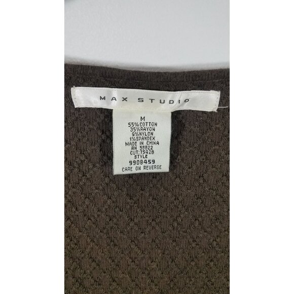 Max Studio Womens Dress Size Medium Brown Long Sleeve Sweater Knit Cotton Blend - Picture 2 of 10